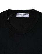 Dolce & Gabbana Black Wool Knit Crew Neck Pullover Sweater