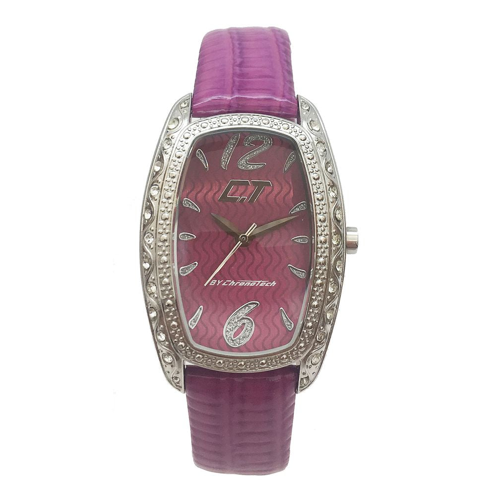 Chronotech Purple Leather Dress Watch