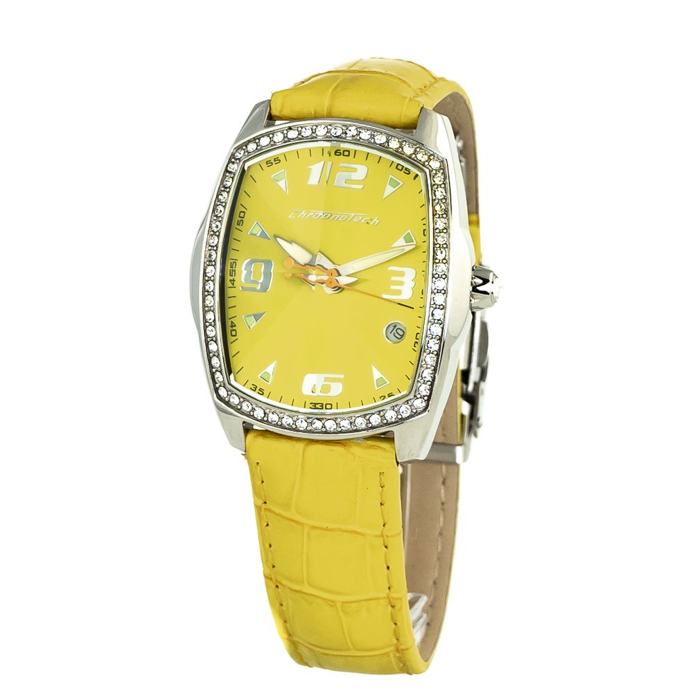 Chronotech Yellow Leather Dress Watch