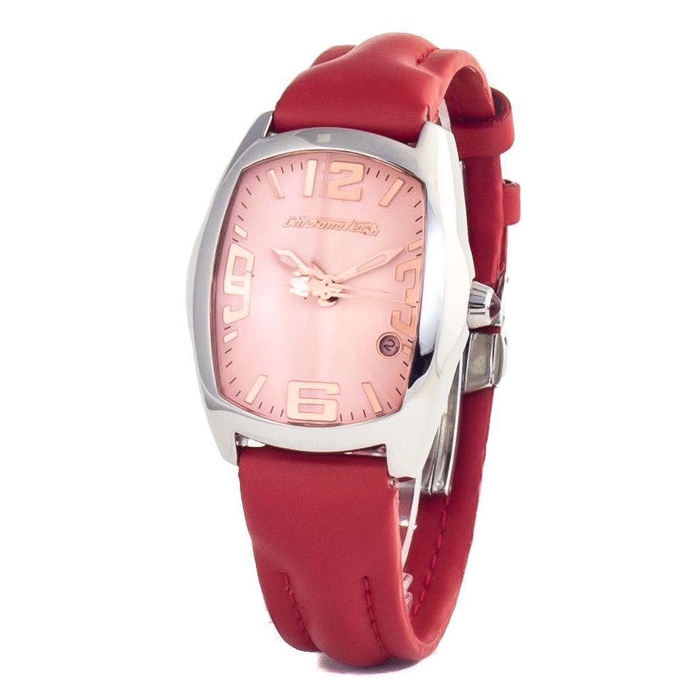 Chronotech Red Leather Dress Watch