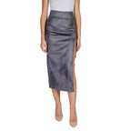 Only Gray Artificial Leather Skirt