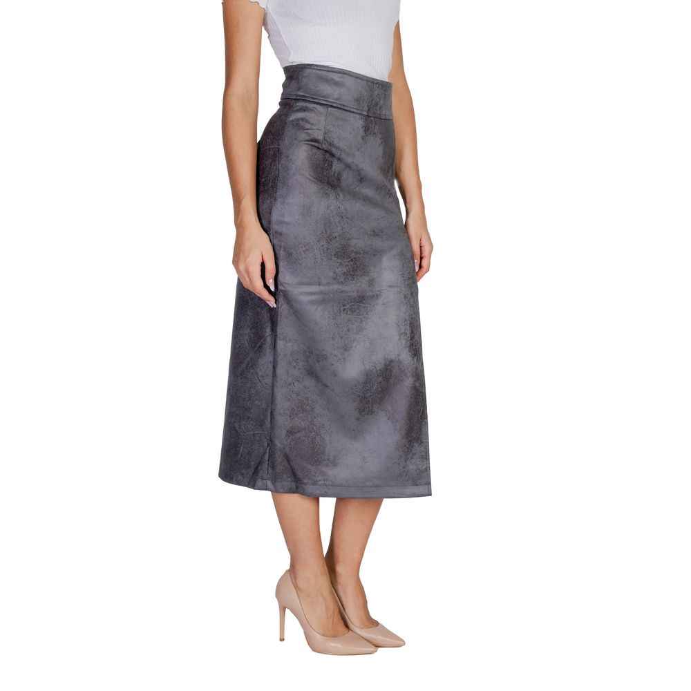 Only Gray Artificial Leather Skirt
