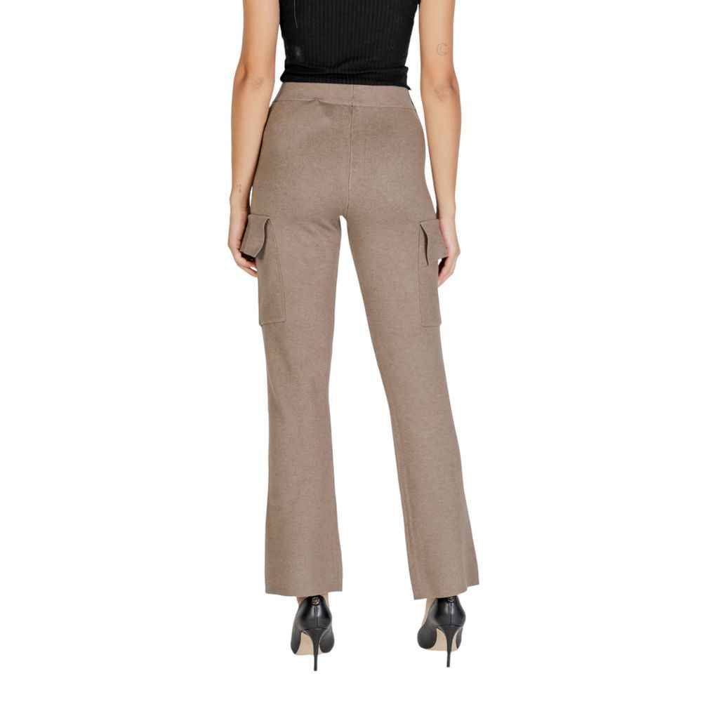 Vila Clothes Beige Viscose Cargo Pants