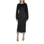 Vila Clothes Black Polyester Midi Dress