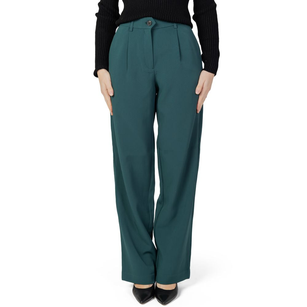 Vila Clothes Green Recycled Polyester Pant