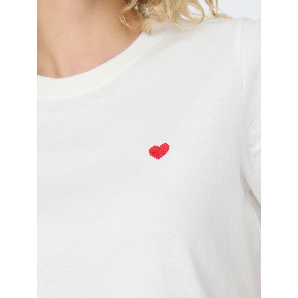 Jacqueline De Yong White Cotton T-Shirt