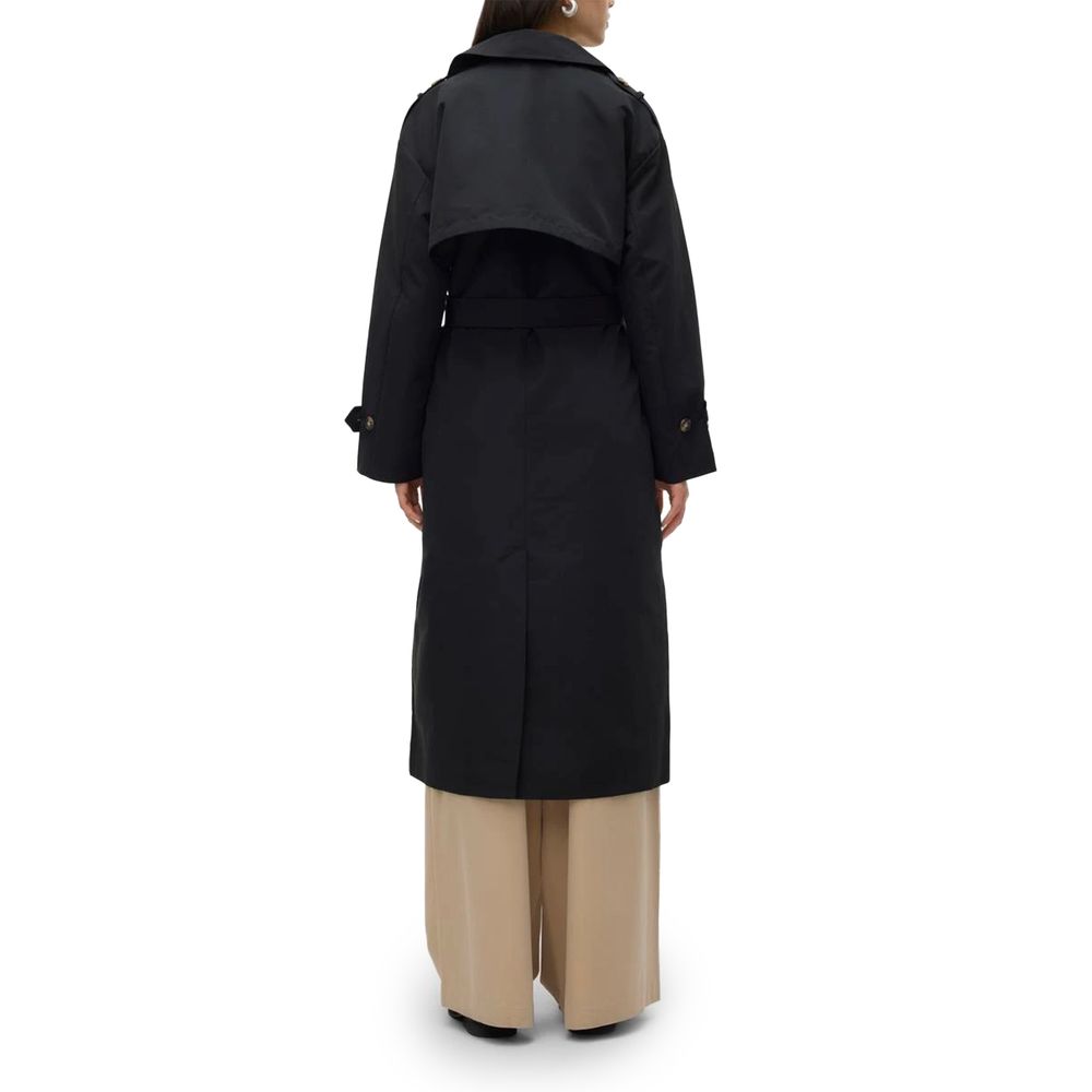 Vero Moda Black Polyester Trench Coat