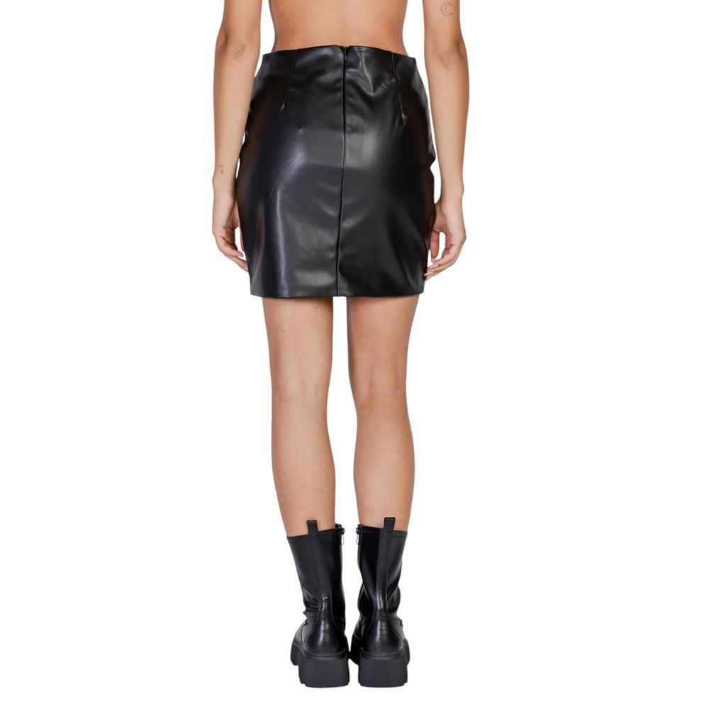 ICHI Black Polyethylene Mini Skirt