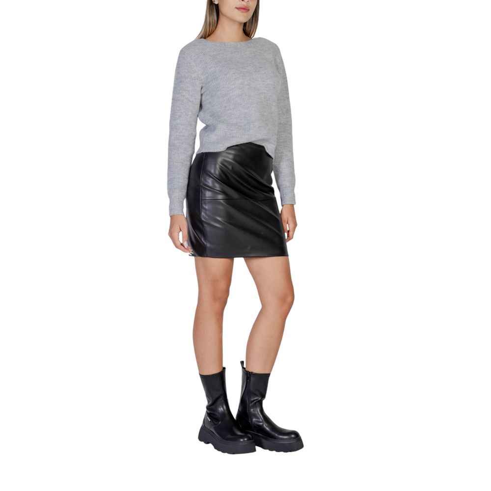 ICHI Black Polyethylene Mini Skirt