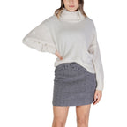 ICHI Cream Marabou Turtleneck