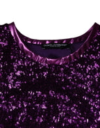 Dolce & Gabbana Purple Sequin Round Neck Sleeveless T-shirt
