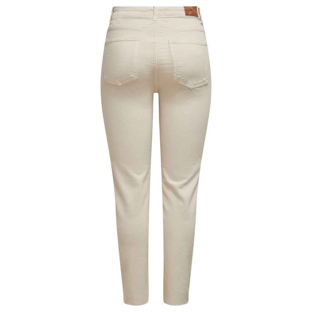 Only Beige Cotton Mom Jean