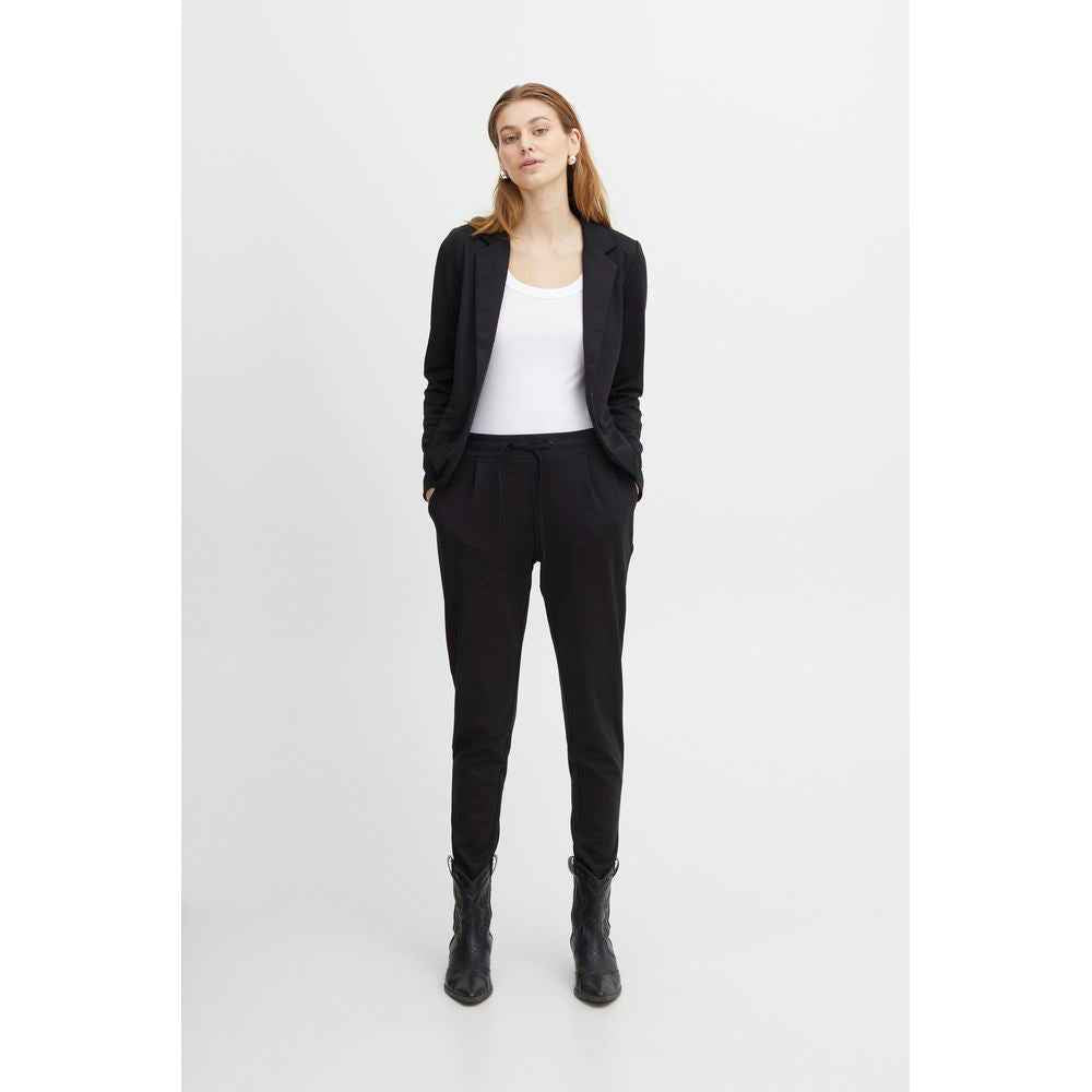 ICHI Black Polyester Pant