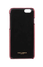Dolce & Gabbana Pink Leather Heart Crystal Phone Case