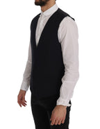 Dolce & Gabbana Black STAFF Wool Striped Vest