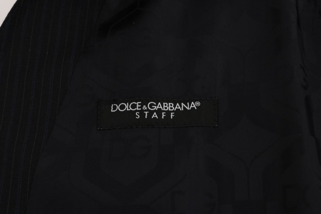 Dolce & Gabbana Black STAFF Wool Striped Vest