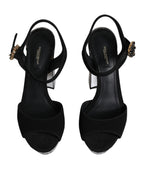 Dolce & Gabbana Black Mirror Heels Platform Sandals Shoes
