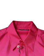 Dolce & Gabbana Pink Silk Collared Button Down Men Shirt