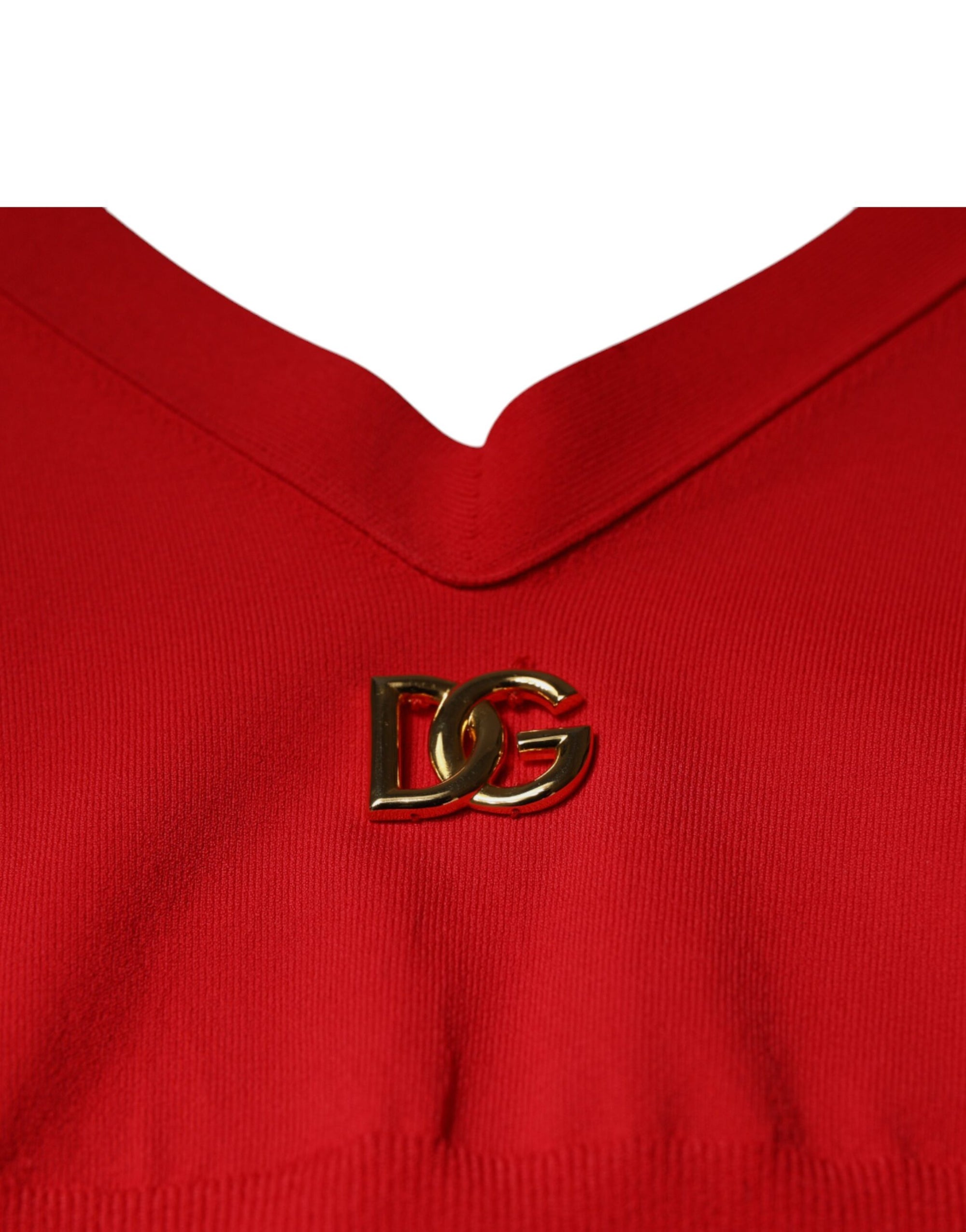 Dolce & Gabbana Red Viscose Sleeveless Halter Cropped Tank Top