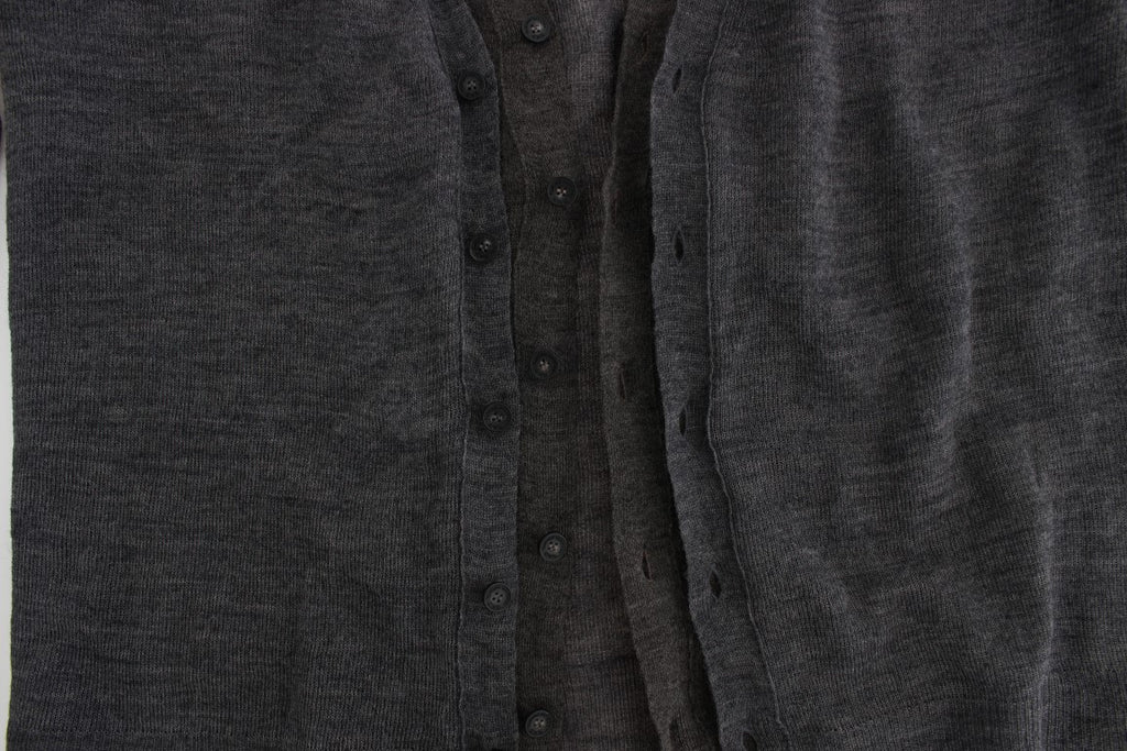 Costume National Gray Wool Button Cardigan Sweater