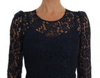 Dolce & Gabbana Blue Taormina Floral Lace Sheath Dress