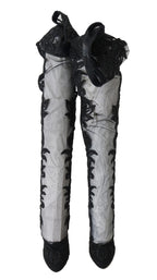 Dolce & Gabbana Black Floral Embroidered Socks Boots