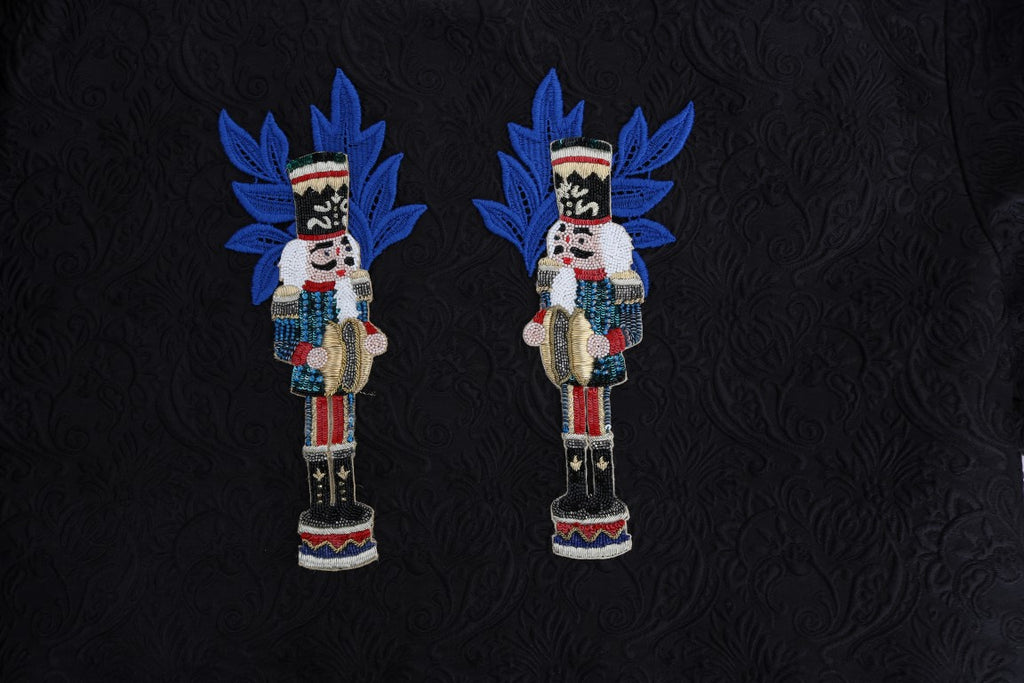 Dolce & Gabbana Black Fairy Tale Brocade Zipper Sweater