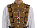 Dolce & Gabbana Yellow Crystal Cross Vest Jacket