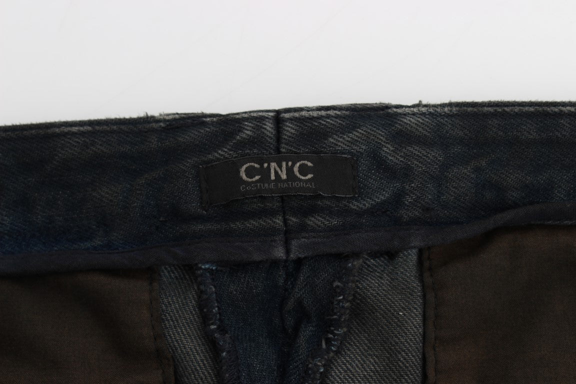 Costume National Blue Cotton Slim Pants Denim Jeans