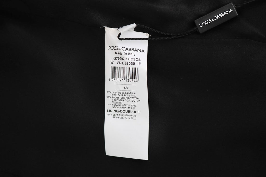 Dolce & Gabbana Gray Wool Patterned Slim Vest