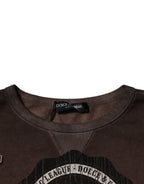 Dolce & Gabbana Brown Logo Print Crew Neck Pullover Sweater