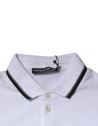 Dolce & Gabbana White Cotton Crown Collared Polo T-shirt