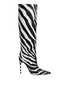 Dolce & Gabbana Black White Zebra Heels High Boots Shoes