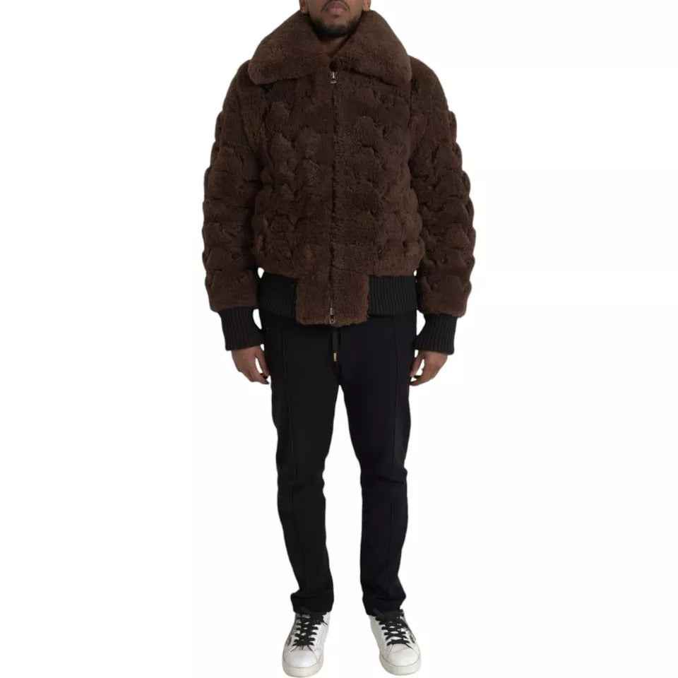 Bottega Veneta Brown Fur Lamb Shearling Coat Jacket