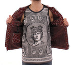 Dolce & Gabbana Bordeaux Leather Boxer Print Jacket Coat