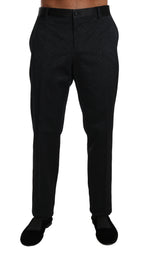 Dolce & Gabbana Black Cotton Brocade Formal Trousers Pants