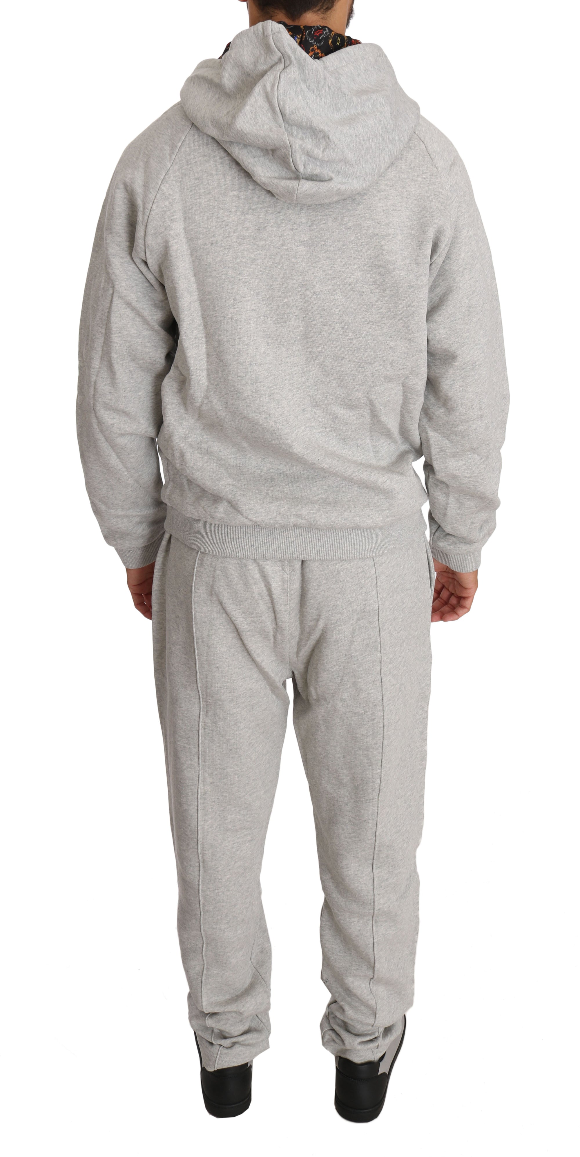 Billionaire Italian Couture Gray Cotton Sweater Pants Tracksuit