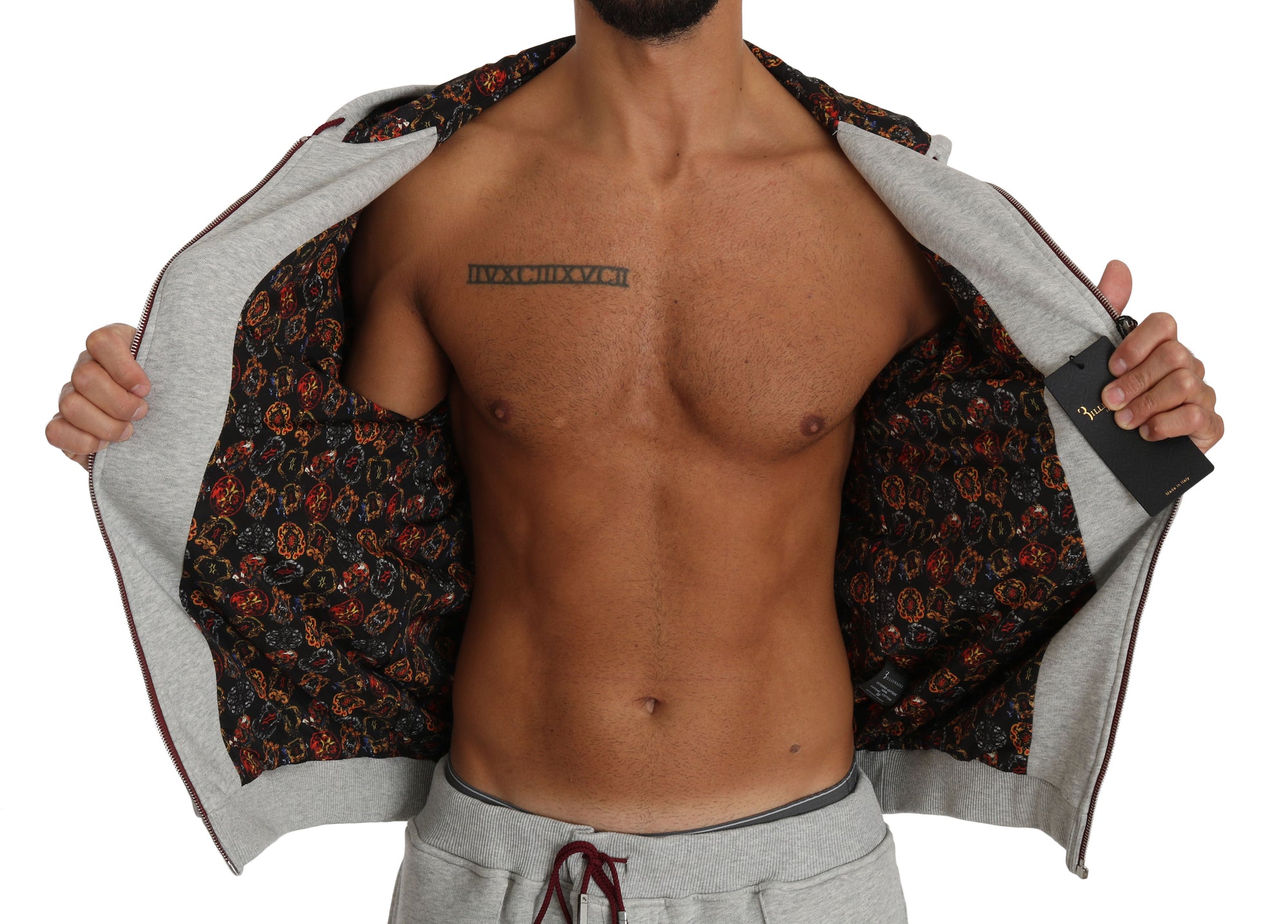 Billionaire Italian Couture Gray Cotton Sweater Pants Tracksuit