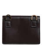 Dolce & Gabbana Brown Leather Bifold DG Logo Cardholder Sling Strap Wallet