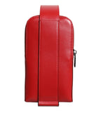 Dolce & Gabbana Red Leather Logo Zip Around Card Holder Wide Strap Wallet (Copy)