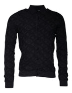 Dolce & Gabbana Black Silk Crew Neck Men Cardigan Sweater