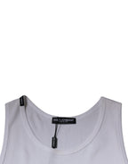 Dolce & Gabbana White Cotton Sleeveless Round Neck Tank T-shirt