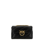 PINKO Black Calf Leather Bos Taurus Shoulder Bag