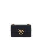 PINKO Black Calf Leather Bos Taurus Shoulder Bag