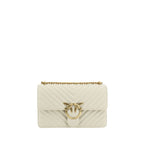PINKO White Calf Leather Bos Taurus Shoulder Bag