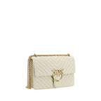 PINKO White Calf Leather Bos Taurus Shoulder Bag