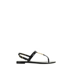 Saint Laurent Black Calf Leather Bos Taurus Flat Sandals