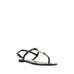 Saint Laurent Black Calf Leather Bos Taurus Flat Sandals