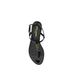 Saint Laurent Black Calf Leather Bos Taurus Flat Sandals