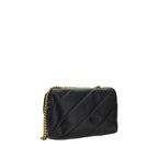 PINKO Black Calf Leather Bos Taurus Shoulder Bag